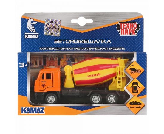 Машина металл KAMAZ БЕТОНОМЕШАЛКА 12 см, двери, подв. дет., инерц 235875 235875