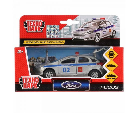 Машина металл FORD FOCUS ХЭТЧБЕК ПОЛИЦИЯ 12 см, двери, багаж, инерц 266067 266067