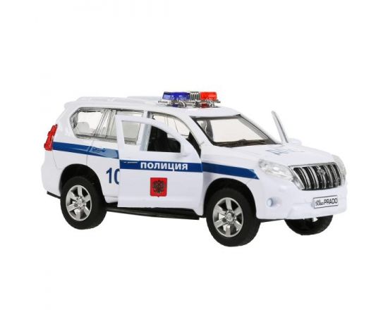 Машина металл TOYOTA PRADO ПОЛИЦИЯ 12 см, двери, багаж, инерц, белый 298711 298711