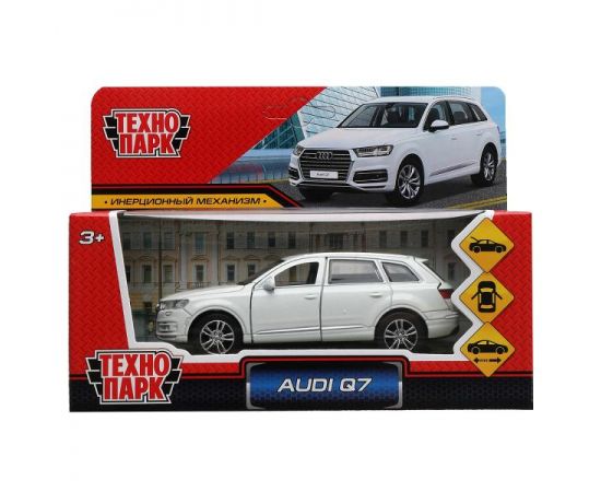 Машина металл AUDI Q7 длина 12 см, двер, багаж, инер, белый 325386 325386