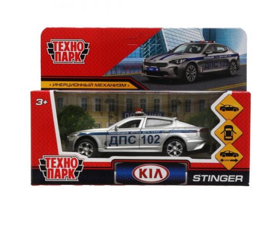 Машина металл KIA STINGER ПОЛИЦИЯ, 12 см, двери, багаж., инерц, сереб 325406 325406
