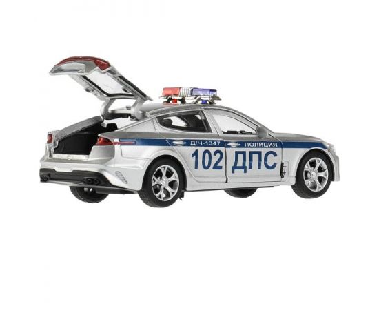Машина металл KIA STINGER ПОЛИЦИЯ, 12 см, двери, багаж., инерц, сереб 325406 325406