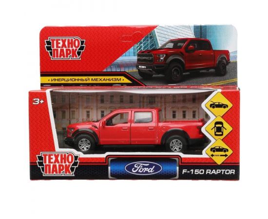 Машина металл FORD F150 RAPTOR 12 см, двери, багаж, инерц, красный 326431 326431