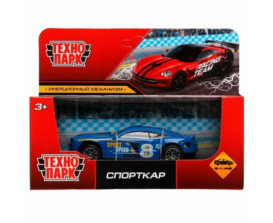 Машина металл СПОРТКАР Синий, 10 см, инерция, кор  336117 336117