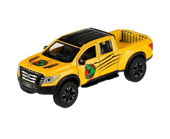 Машина металл NISSAN TITAN ДИНОЗАВРЫ 12,5 см, двери, баг, инер, желтый 337463 337463