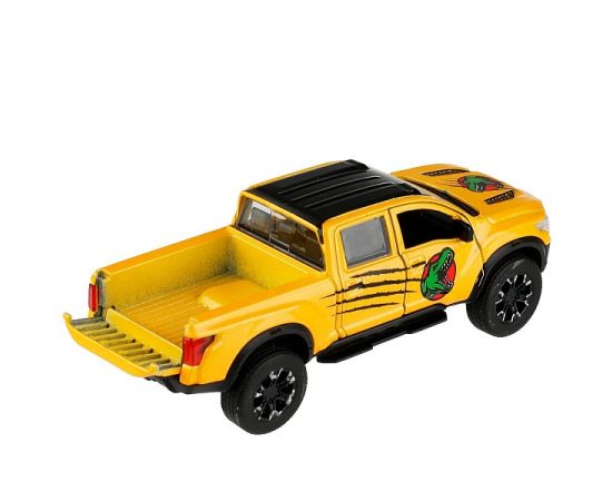 Машина металл NISSAN TITAN ДИНОЗАВРЫ 12,5 см, двери, баг, инер, желтый 337463 337463
