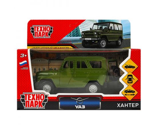 Машина металл УАЗ ХАНТЕР  длина 12 см, двери, багаж, инерц, болотный 362900 362900