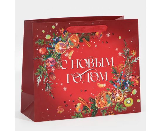 Пакет подарочный новогодний ламинированный «С Новым годом», ML 27×23×11.5 см 7695740