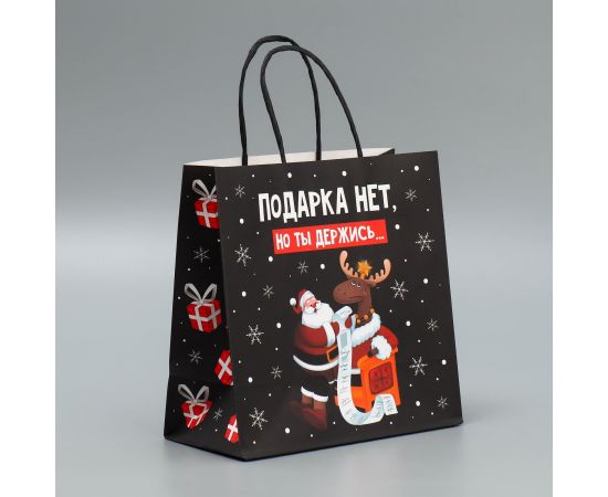 Пакет подарочный крафтовый «Держись», 22 × 22 × 11 см 9524132