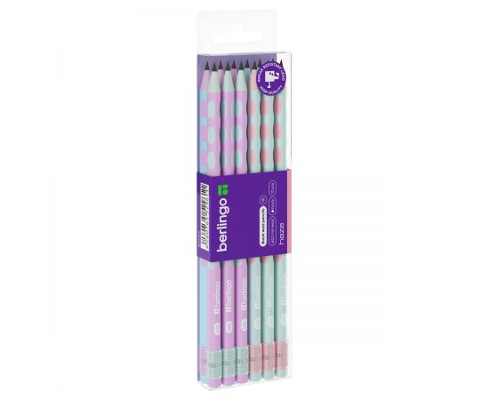 Карандаш ч/г Berlingo "Haze" HB, пластиковый, трехгранный, с выемками, заточен., с ластиком, PET-бокс BP01019