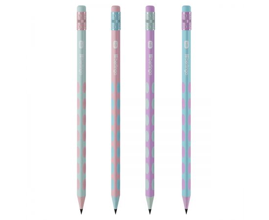 Карандаш ч/г Berlingo "Haze" HB, пластиковый, трехгранный, с выемками, заточен., с ластиком, PET-бокс BP01019