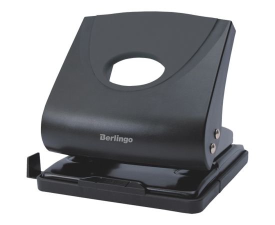 Дырокол Berlingo "Office Soft" 30л., пластиковый, черный, с линейкой DDp_30161