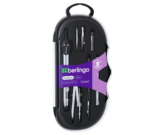 Готовальня Berlingo "Expert", 7 предметов, циркуль 135мм, пластиковый футляр DS_00707