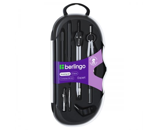Готовальня Berlingo "Expert", 8 предметов, циркуль 135мм, пластиковый футляр DS_00808