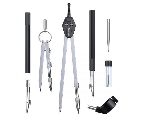 Готовальня Berlingo "Expert", 8 предметов, циркуль 135мм, пластиковый футляр DS_00808