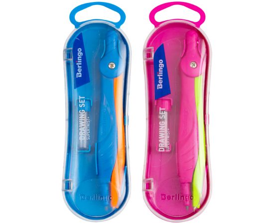 Готовальня Berlingo "Supertwist", 2 предмета, пластиковый циркуль 120мм, пластиковый футляр DS_10102