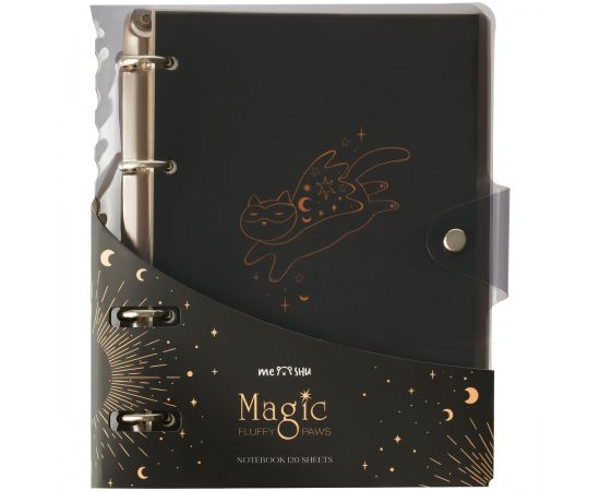 Тетрадь на кольцах 120л., А5, клетка MESHU "Black cat", с пластиковой обложкой MS_50660