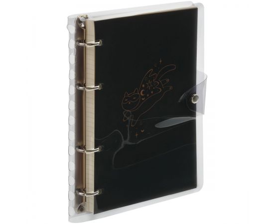 Тетрадь на кольцах 120л., А5, клетка MESHU "Black cat", с пластиковой обложкой MS_50660