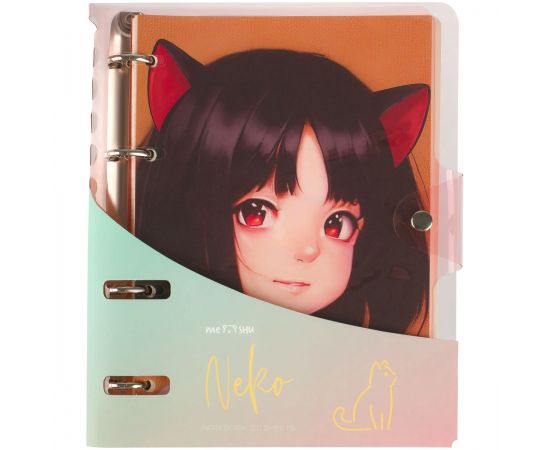 Тетрадь на кольцах 120л., А5, клетка MESHU "Neko", с пластиковой обложкой MS_50663