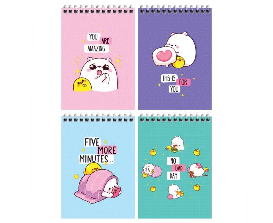 Блокнот А6 60л. на гребне MESHU "Happy time", матовая ламинация, выборочный УФ-лак MS_52341