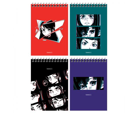 Блокнот А6 60л. на гребне MESHU "Kawaii", матовая ламинация, выборочный УФ-лак MS_52343