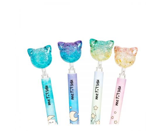 Ручка шариковая автоматическая MESHU "Cute Cats" синяя, 0,7мм, корпус ассорти, с топпером MS_52358