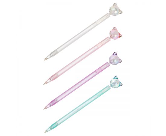 Ручка шариковая автоматическая MESHU "Cats" синяя, 0,7мм, корпус ассорти, с топпером MS_52360