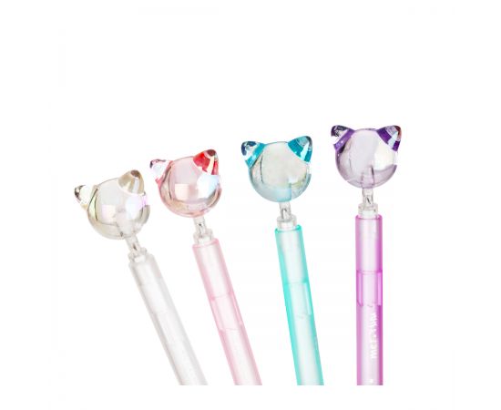 Ручка шариковая автоматическая MESHU "Cats" синяя, 0,7мм, корпус ассорти, с топпером MS_52360