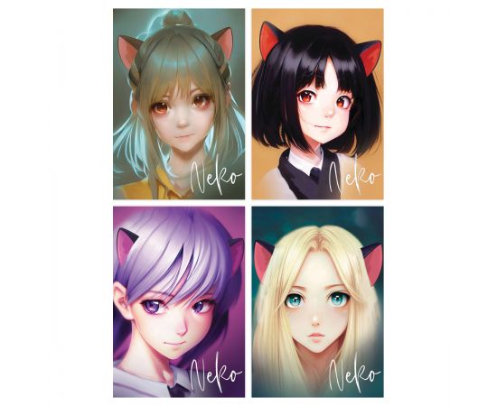 Блокнот А6 40л. на отрывной склейке MESHU "Neko", матовая ламинация, тиснение фольгой MS_54393