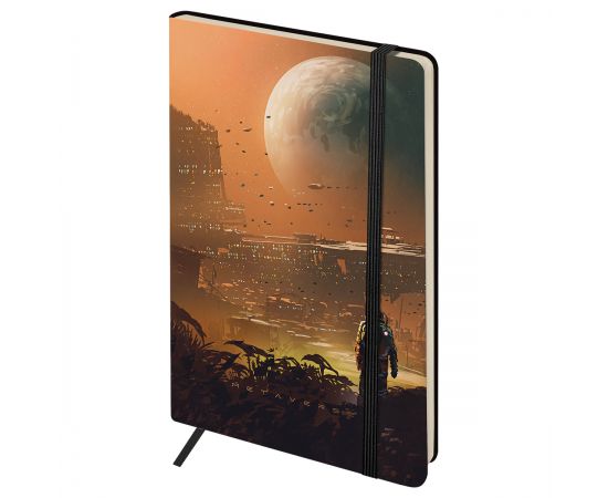 Записная книжка А5 80л. ЛАЙТ, кожзам, Greenwich Line "Future. New world", с резинкой, тиснение фольгой, блок в линию NA5_51386