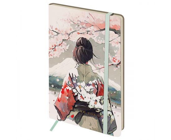 Записная книжка А5 80л. ЛАЙТ, кожзам, Greenwich Line "Sakura. Wise beauty", с резинкой, тиснение фольгой, блок в линию NA5_51394