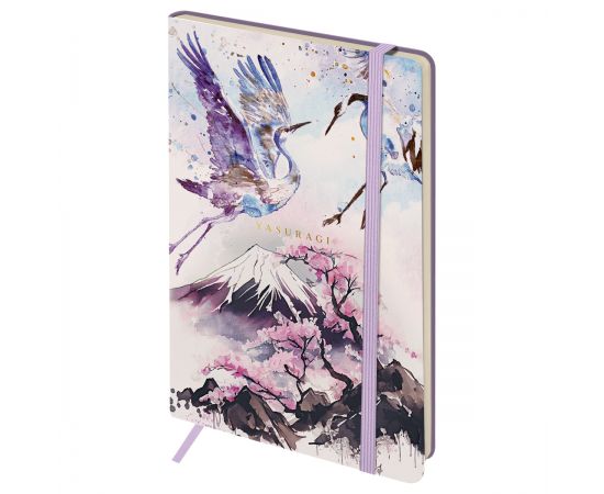 Записная книжка А5 80л. ЛАЙТ, кожзам, Greenwich Line "Sakura. Shadoof", с резинкой, тиснение фольгой, блок в линию NA5_51398