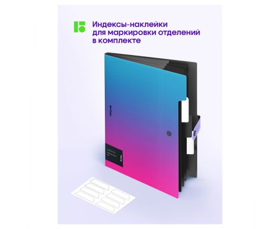 Папка 5 отделений Berlingo "Radiance", А4, 600мкм, на кнопке, розовый/голубой градиент XF4_05002