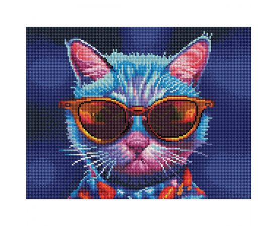 Алмазная мозаика ТРИ СОВЫ "Диджитал кот", 30*40см, холст на деревянном подрамнике, картонная коробка с пластиковой ручкой АМП3040_52944