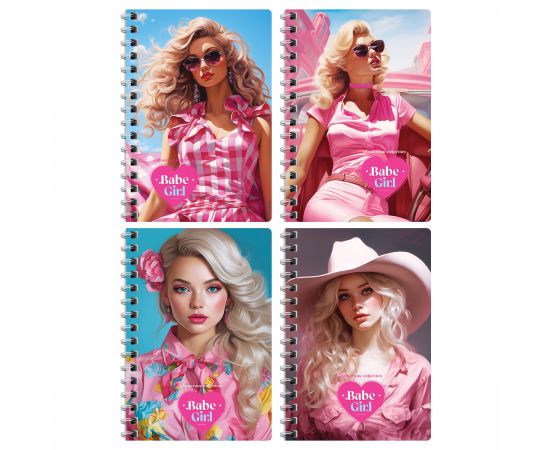 Записная книжка А6, 80л. на гребне BG "Pink girls" ЗК6гр80 12800