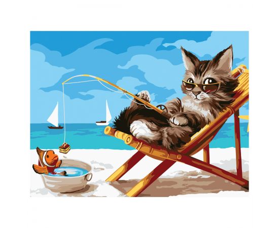 Картина по номерам на картоне ТРИ СОВЫ "Кошачий отдых", 30*40, с акриловыми красками и кистями КК_53784