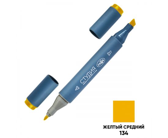 Маркер двусторонний для скетчинга Гамма "Студия", желтый средний, корпус трехгранный, пулевид./клиновид. наконечники 1204M0134