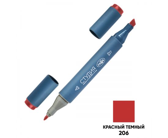 Маркер двусторонний для скетчинга Гамма "Студия", красный темный, корпус трехгранный, пулевид./клиновид. наконечники 1204M0206