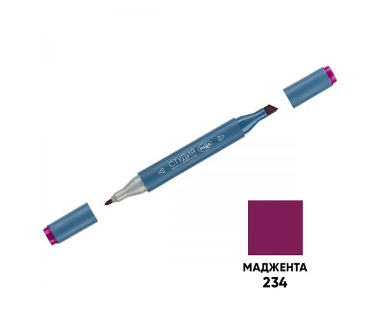 Маркер двусторонний для скетчинга Гамма "Студия", маджента, корпус трехгранный, пулевид./клиновид. наконечники 1204M0234