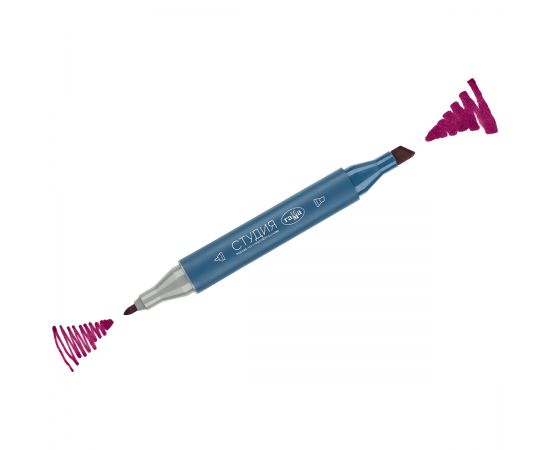 Маркер двусторонний для скетчинга Гамма "Студия", маджента, корпус трехгранный, пулевид./клиновид. наконечники 1204M0234