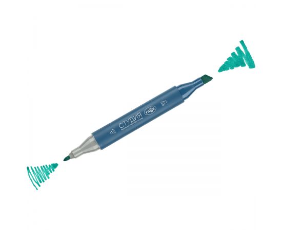 Маркер двусторонний для скетчинга Гамма "Студия", бирюзовый, корпус трехгранный, пулевид./клиновид. наконечники 1204M0319