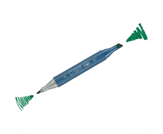 Маркер двусторонний для скетчинга Гамма "Студия", зеленый павлиний, корпус трехгранный, пулевид./клиновид. наконечники 1204M0327