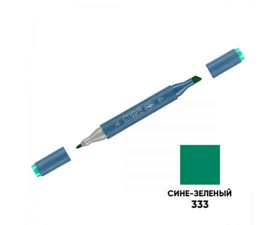 Маркер двусторонний для скетчинга Гамма "Студия", сине-зеленый, корпус трехгранный, пулевид./клиновид. наконечники 1204M0333