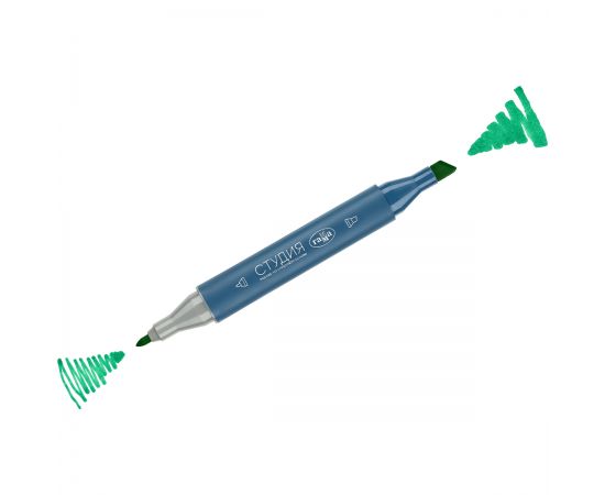 Маркер двусторонний для скетчинга Гамма "Студия", сине-зеленый, корпус трехгранный, пулевид./клиновид. наконечники 1204M0333