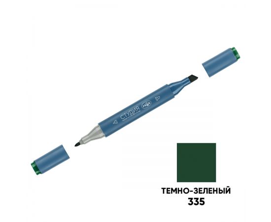 Маркер двусторонний для скетчинга Гамма "Студия", темно-зеленый, корпус трехгранный, пулевид./клиновид. наконечники 1204M0335