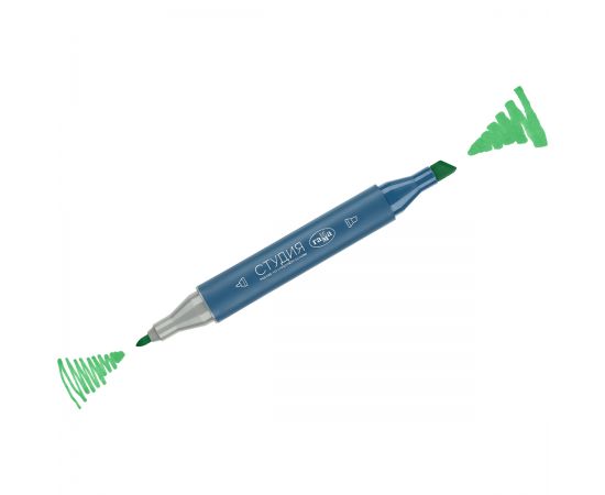 Маркер двусторонний для скетчинга Гамма "Студия", зеленый аквамарин, корпус трехгранный, пулевид./клиновид. наконечники 1204M0353