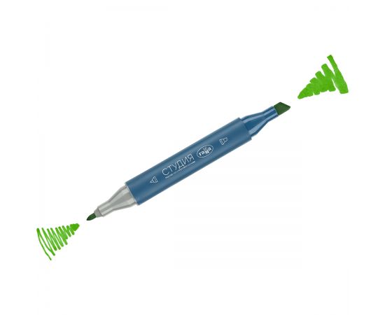 Маркер двусторонний для скетчинга Гамма "Студия", зеленый палевый, корпус трехгранный, пулевид./клиновид. наконечники 1204M0354