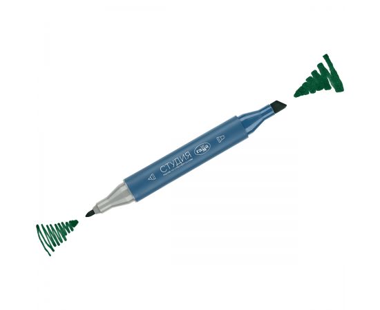 Маркер двусторонний для скетчинга Гамма "Студия", зеленый травяной, корпус трехгранный, пулевид./клиновид. наконечники 1204M0356