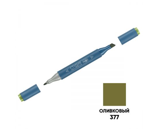 Маркер двусторонний для скетчинга Гамма "Студия", оливковый, корпус трехгранный, пулевид./клиновид. наконечники 1204M0377