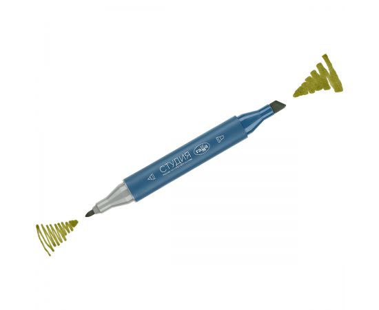 Маркер двусторонний для скетчинга Гамма "Студия", оливковый, корпус трехгранный, пулевид./клиновид. наконечники 1204M0377